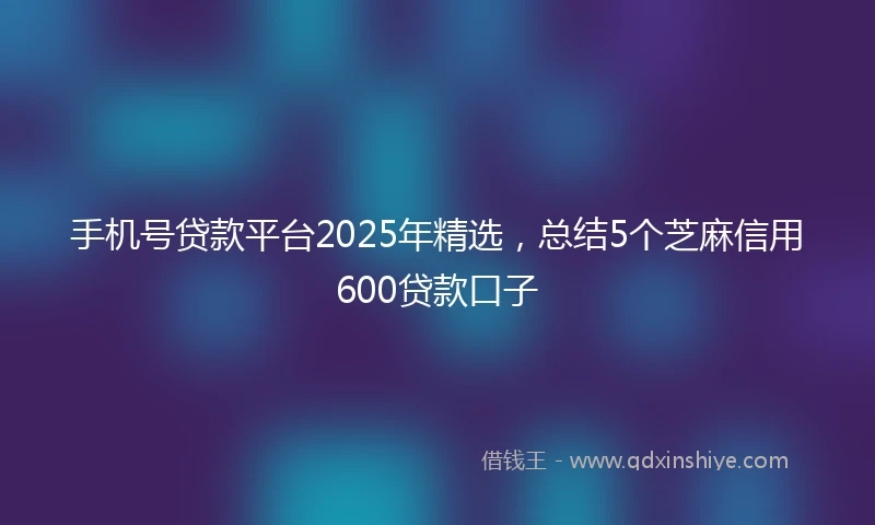 手机号贷款平台2025年精选，总结5个芝麻信用600贷款口子