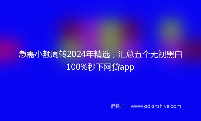 急需小额周转2024年精选，汇总五个无视黑白100%秒下网贷app