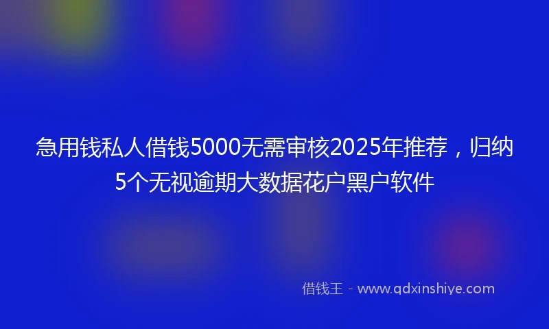 急用钱私人借钱5000无需审核2025年推荐，归纳5个无视逾期大数据花户黑户软件