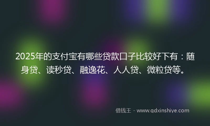 2025年的支付宝有哪些贷款口子比较好下有：随身贷、读秒贷、融逸花、人人贷、微粒贷等。