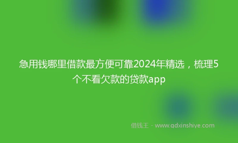 急用钱哪里借款最方便可靠2024年精选,梳理5个不看欠款的贷款app