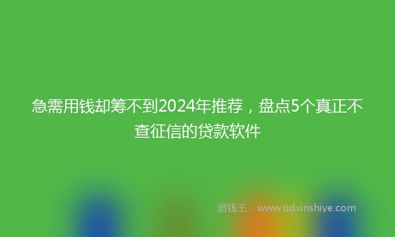 急需用钱却筹不到2024年推荐，盘点5个真正不查征信的贷款软件