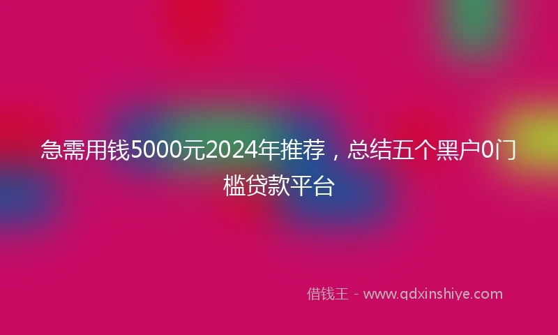急需用钱5000元2024年推荐，总结五个黑户0门槛贷款平台