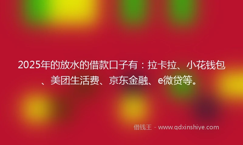 2025年的放水的借款口子有：拉卡拉、小花钱包、美团生活费、京东金融、e微贷等。