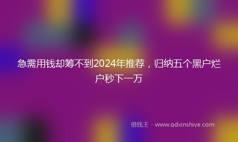 急需用钱却筹不到2024年推荐，归纳五个黑户烂户秒下一万