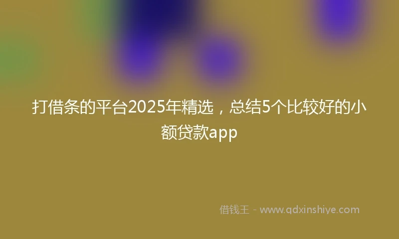 打借条的平台2025年精选，总结5个比较好的小额贷款app
