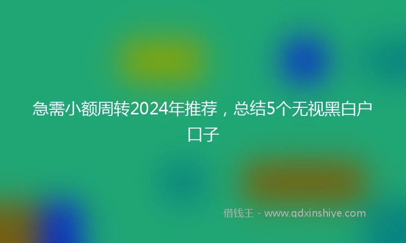 急需小额周转2024年推荐，总结5个无视黑白户口子