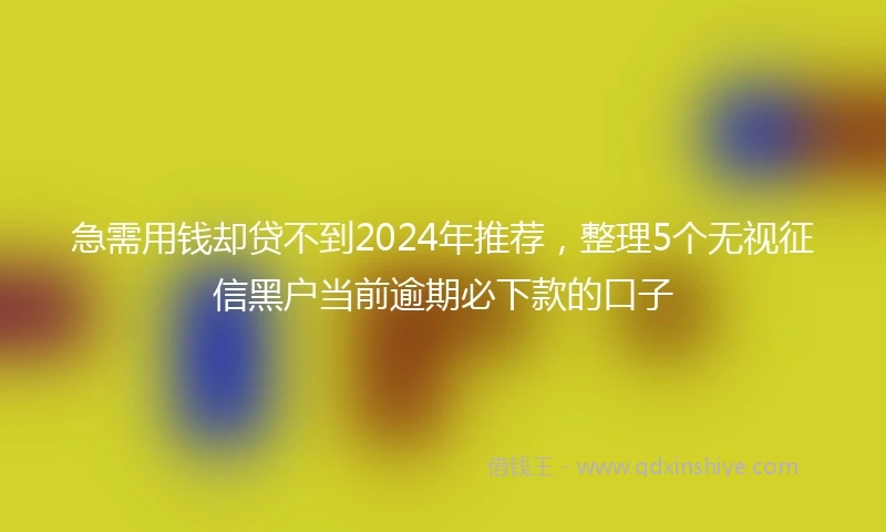急需用钱却贷不到2024年推荐，整理5个无视征信黑户当前逾期必下款的口子