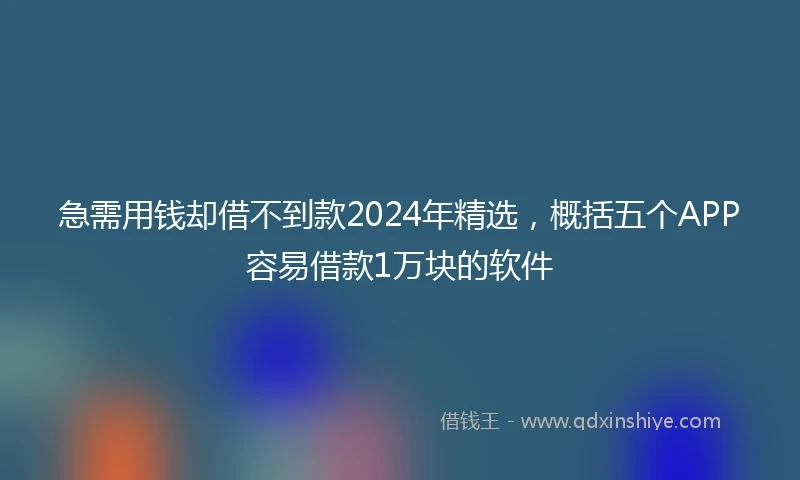 急需用钱却借不到款2024年精选，概括五个APP容易借款1万块的软件