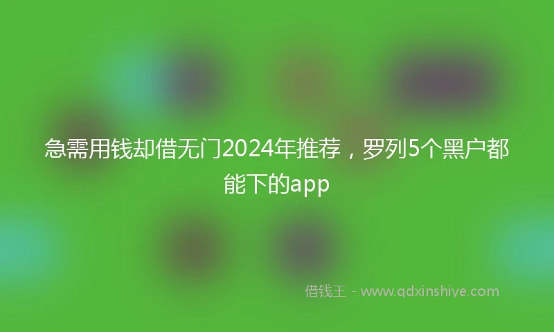 急需用钱却借无门2024年推荐，罗列5个黑户都能下的app