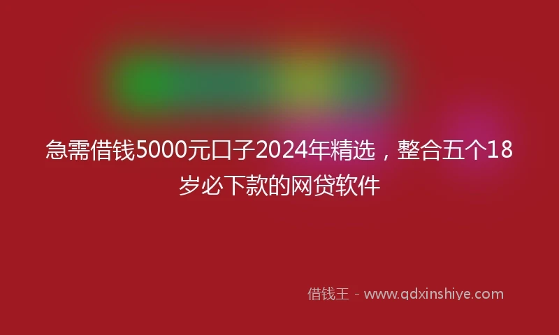 急需借钱5000元口子2024年精选，整合五个18岁必下款的网贷软件