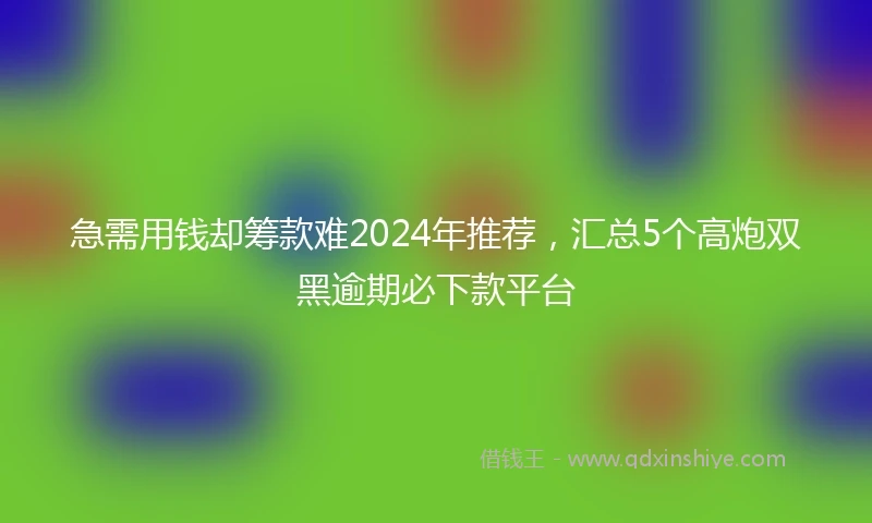 急需用钱却筹款难2024年推荐，汇总5个高炮双黑逾期必下款平台