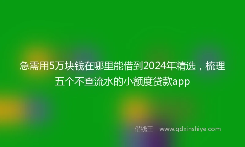 急需用5万块钱在哪里能借到2024年精选，梳理五个不查流水的小额度贷款app