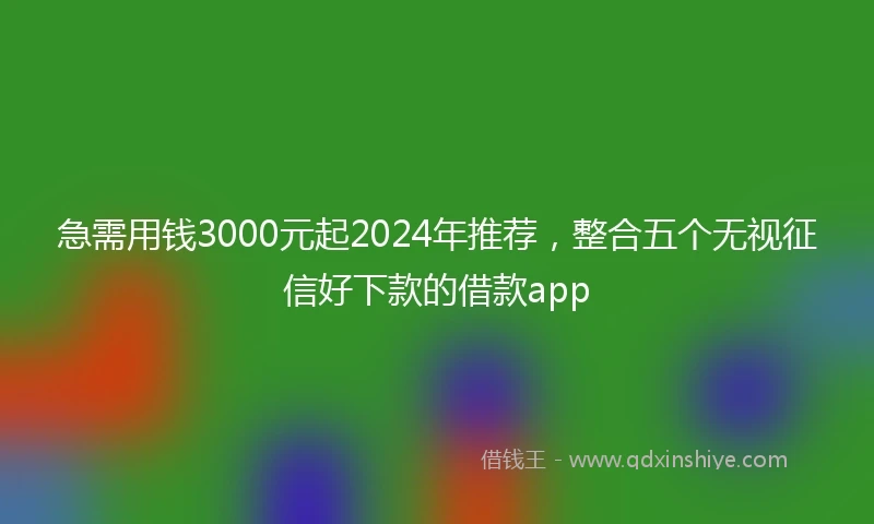 急需用钱3000元起2024年推荐，整合五个无视征信好下款的借款app