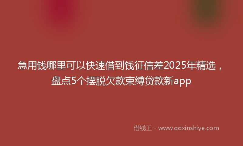 急用钱哪里可以快速借到钱征信差2025年精选，盘点5个摆脱欠款束缚贷款新app