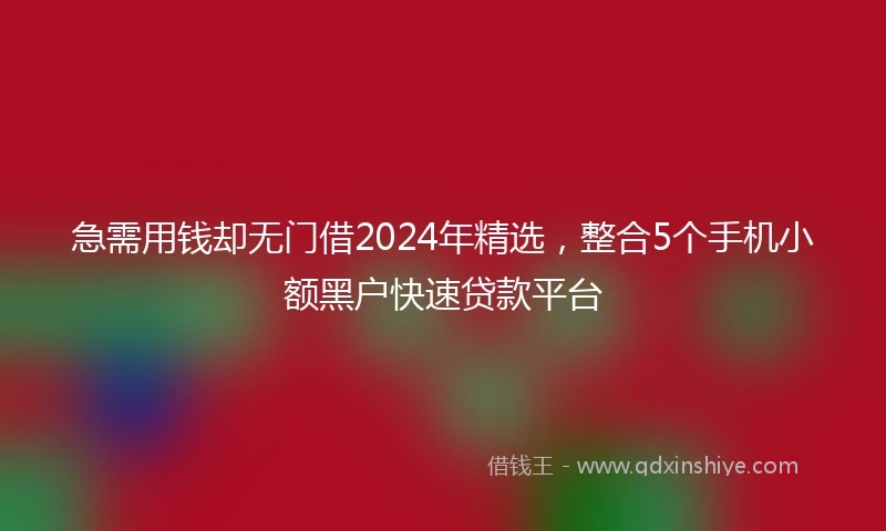 急需用钱却无门借2024年精选，整合5个手机小额黑户快速贷款平台