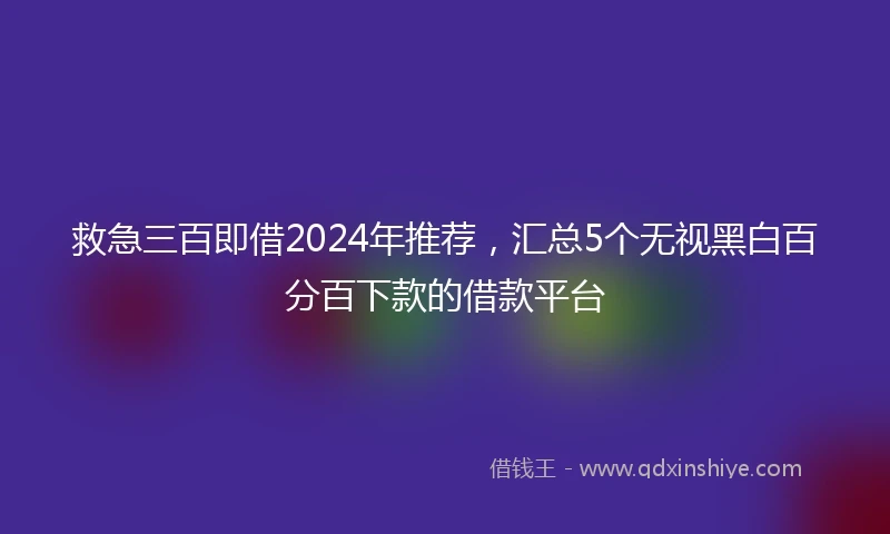 救急三百即借2024年推荐，汇总5个无视黑白百分百下款的借款平台