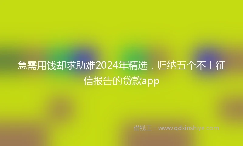 急需用钱却求助难2024年精选，归纳五个不上征信报告的贷款app