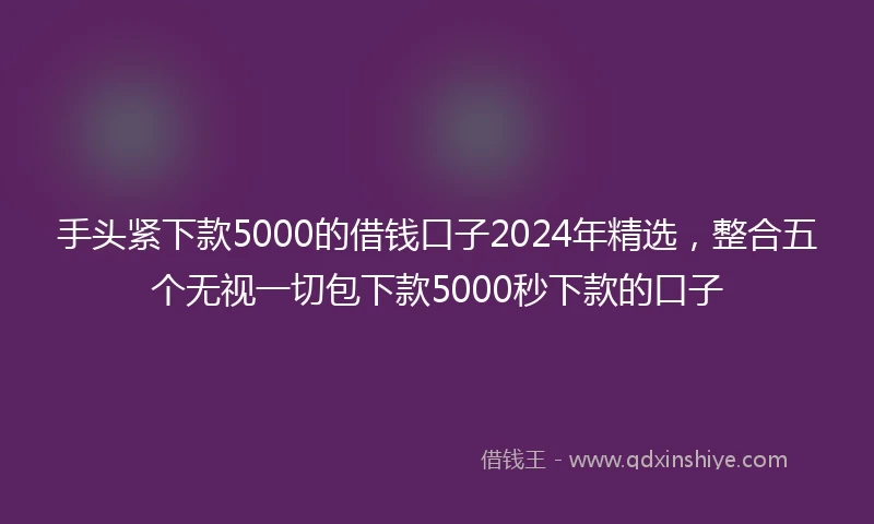 手头紧下款5000的借钱口子2024年精选，整合五个无视一切包下款5000秒下款的口子