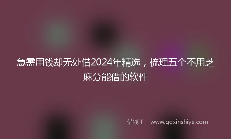 急需用钱却无处借2024年精选，梳理五个不用芝麻分能借的软件
