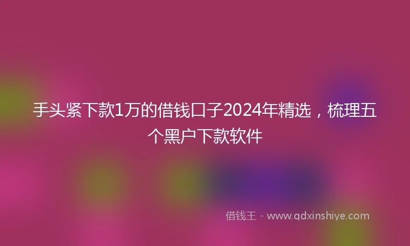 手头紧下款1万的借钱口子2024年精选,梳理五个黑户下款软件