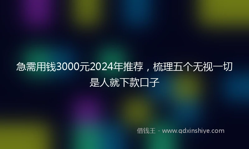 急需用钱3000元2024年推荐，梳理五个无视一切是人就下款口子