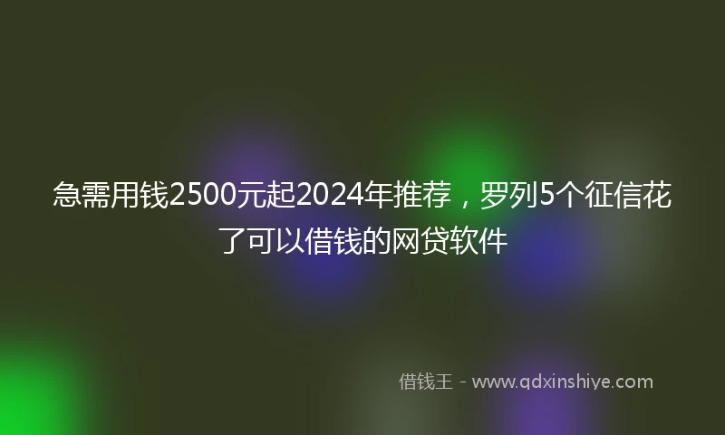 急需用钱2500元起2024年推荐，罗列5个征信花了可以借钱的网贷软件