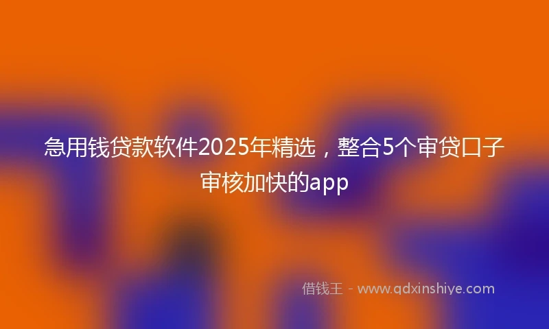 急用钱贷款软件2025年精选，整合5个审贷口子审核加快的app