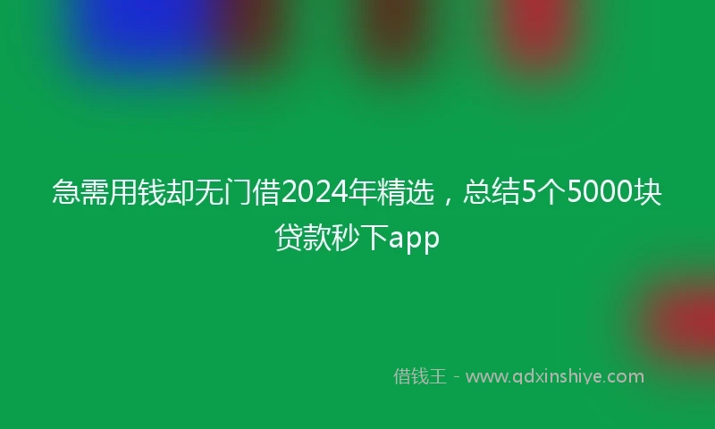 急需用钱却无门借2024年精选，总结5个5000块贷款秒下app