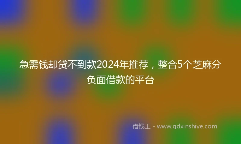 急需钱却贷不到款2024年推荐，整合5个芝麻分负面借款的平台