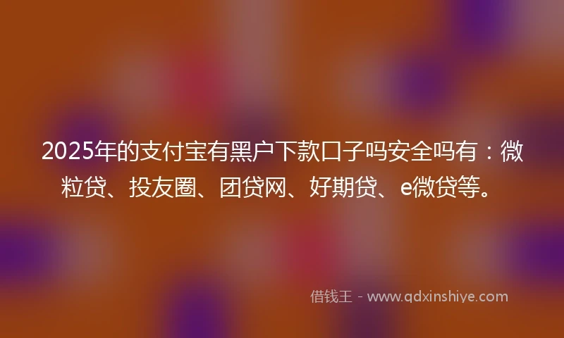 2025年的支付宝有黑户下款口子吗安全吗有：微粒贷、投友圈、团贷网、好期贷、e微贷等。