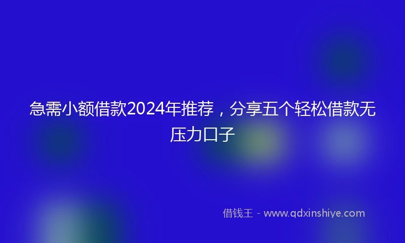 急需小额借款2024年推荐，分享五个轻松借款无压力口子