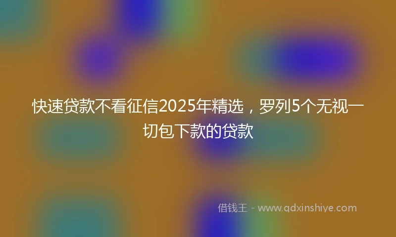 快速贷款不看征信2025年精选，罗列5个无视一切包下款的贷款