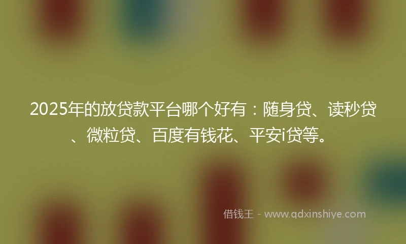 2025年的放贷款平台哪个好有：随身贷、读秒贷、微粒贷、百度有钱花、平安i贷等。