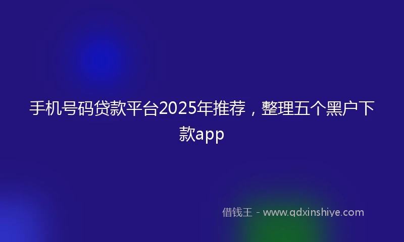 手机号码贷款平台2025年推荐，整理五个黑户下款app