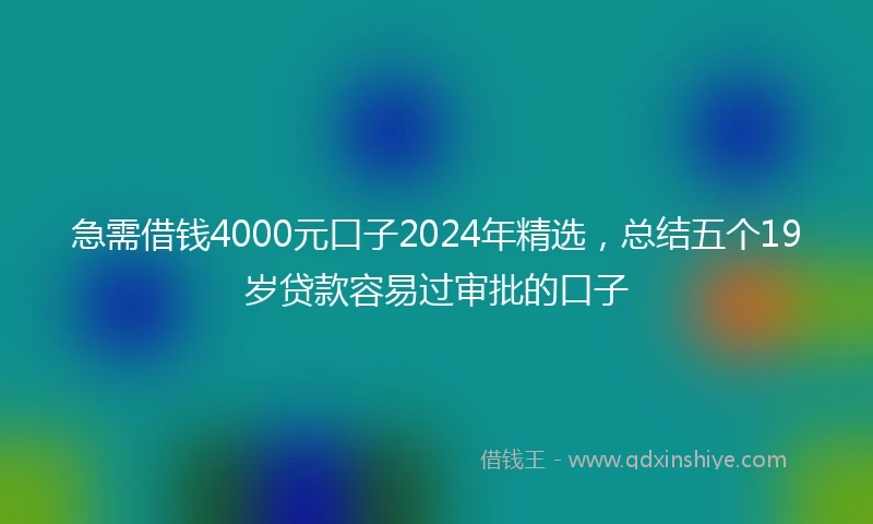 急需借钱4000元口子2024年精选，总结五个19岁贷款容易过审批的口子