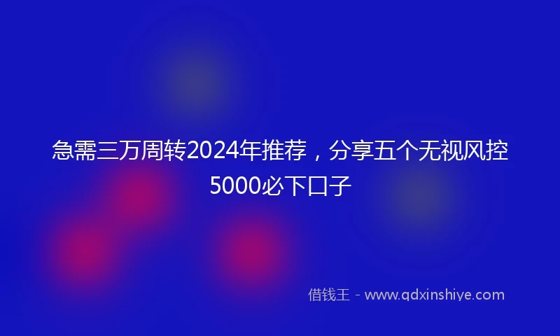 急需三万周转2024年推荐,分享五个无视风控5000必下口子