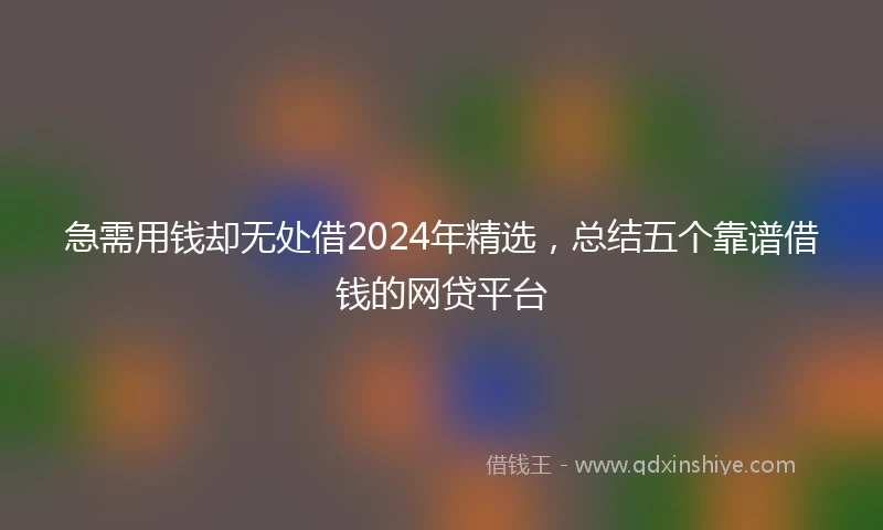 急需用钱却无处借2024年精选，总结五个靠谱借钱的网贷平台