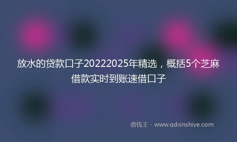 放水的贷款口子20222025年精选，概括5个芝麻借款实时到账速借口子