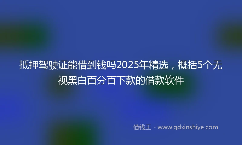 抵押驾驶证能借到钱吗2025年精选，概括5个无视黑白百分百下款的借款软件