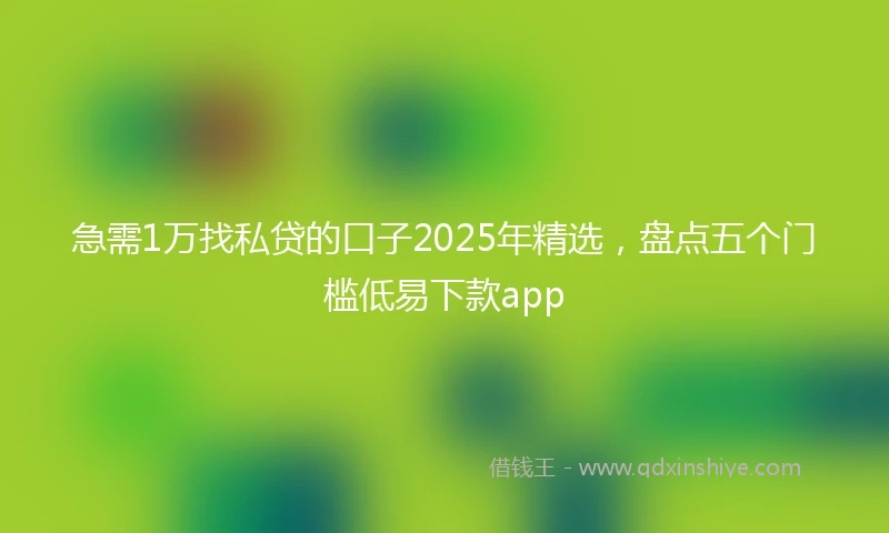 急需1万找私贷的口子2025年精选，盘点五个门槛低易下款app