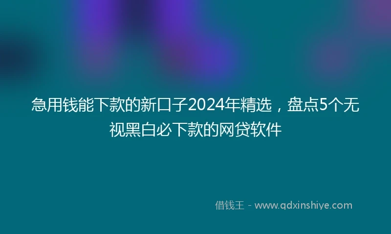 急用钱能下款的新口子2024年精选，盘点5个无视黑白必下款的网贷软件