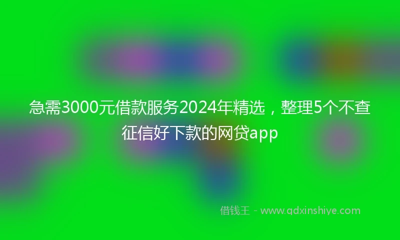 急需3000元借款服务2024年精选，整理5个不查征信好下款的网贷app