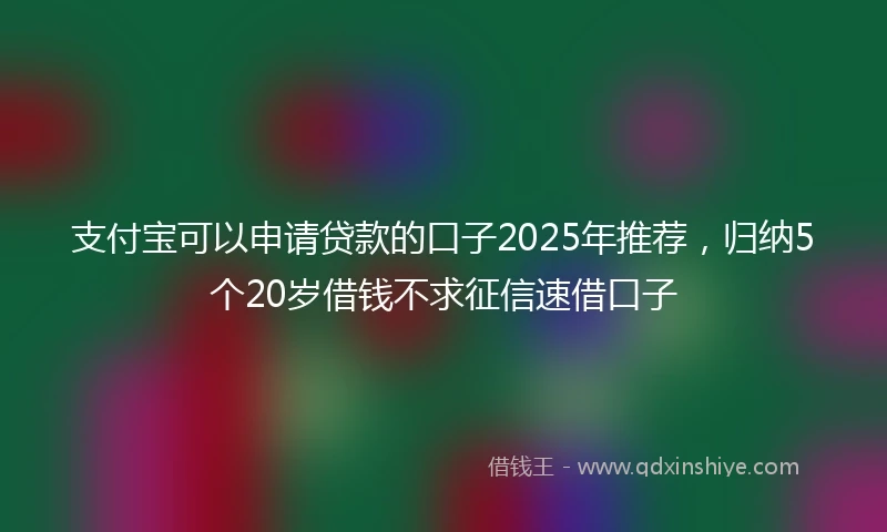 支付宝可以申请贷款的口子2025年推荐，归纳5个20岁借钱不求征信速借口子