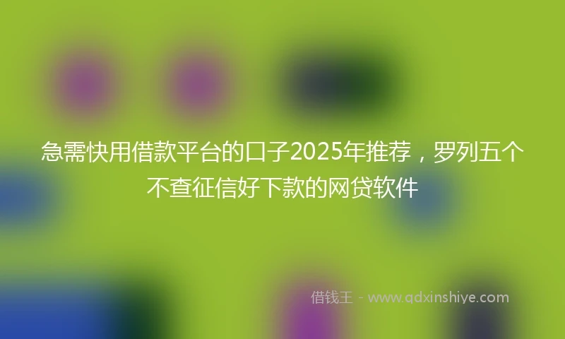 急需快用借款平台的口子2025年推荐，罗列五个不查征信好下款的网贷软件