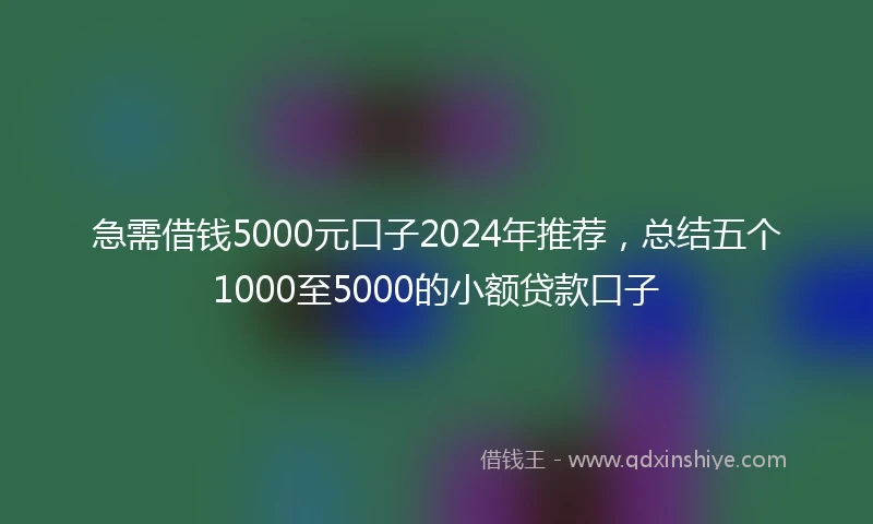 急需借钱5000元口子2024年推荐，总结五个1000至5000的小额贷款口子