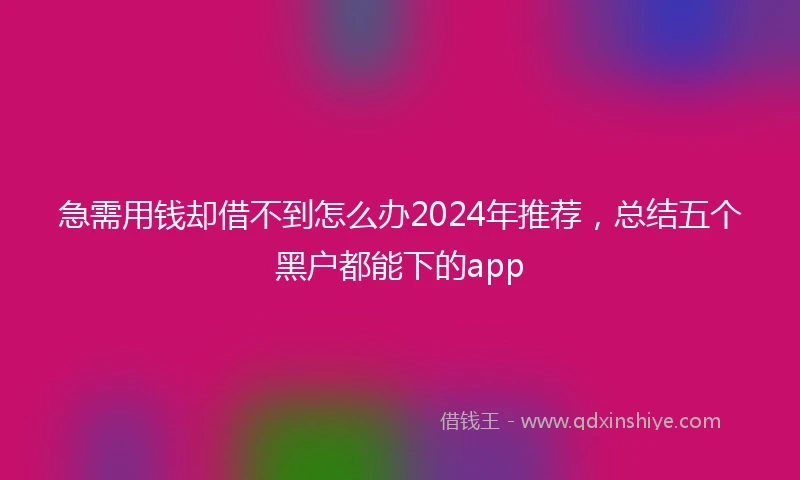 急需用钱却借不到怎么办2024年推荐，总结五个黑户都能下的app