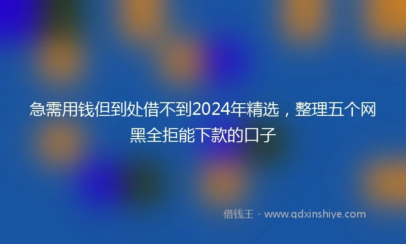 急需用钱但到处借不到2024年精选，整理五个网黑全拒能下款的口子