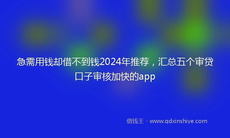 急需用钱却借不到钱2024年推荐，汇总五个审贷口子审核加快的app