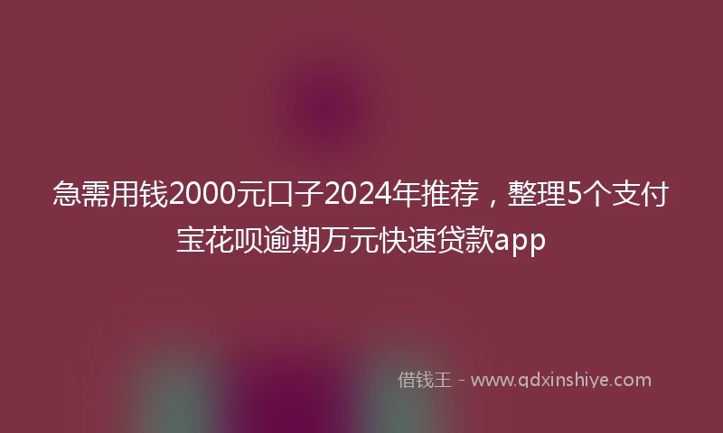急需用钱2000元口子2024年推荐，整理5个支付宝花呗逾期万元快速贷款app